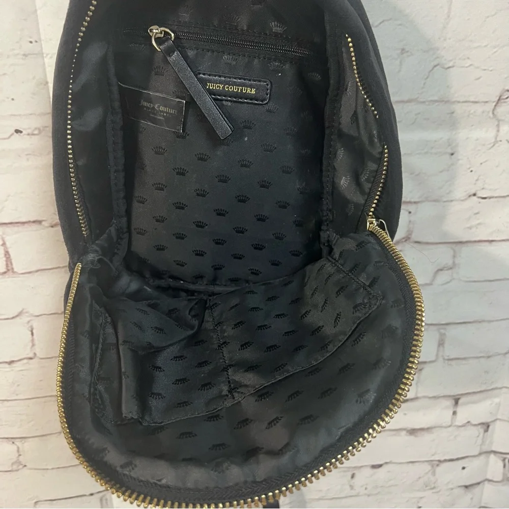 Juicy Couture Black Label Velvet Mini Backpack Bling Rhinestone Bag Velour Y2K